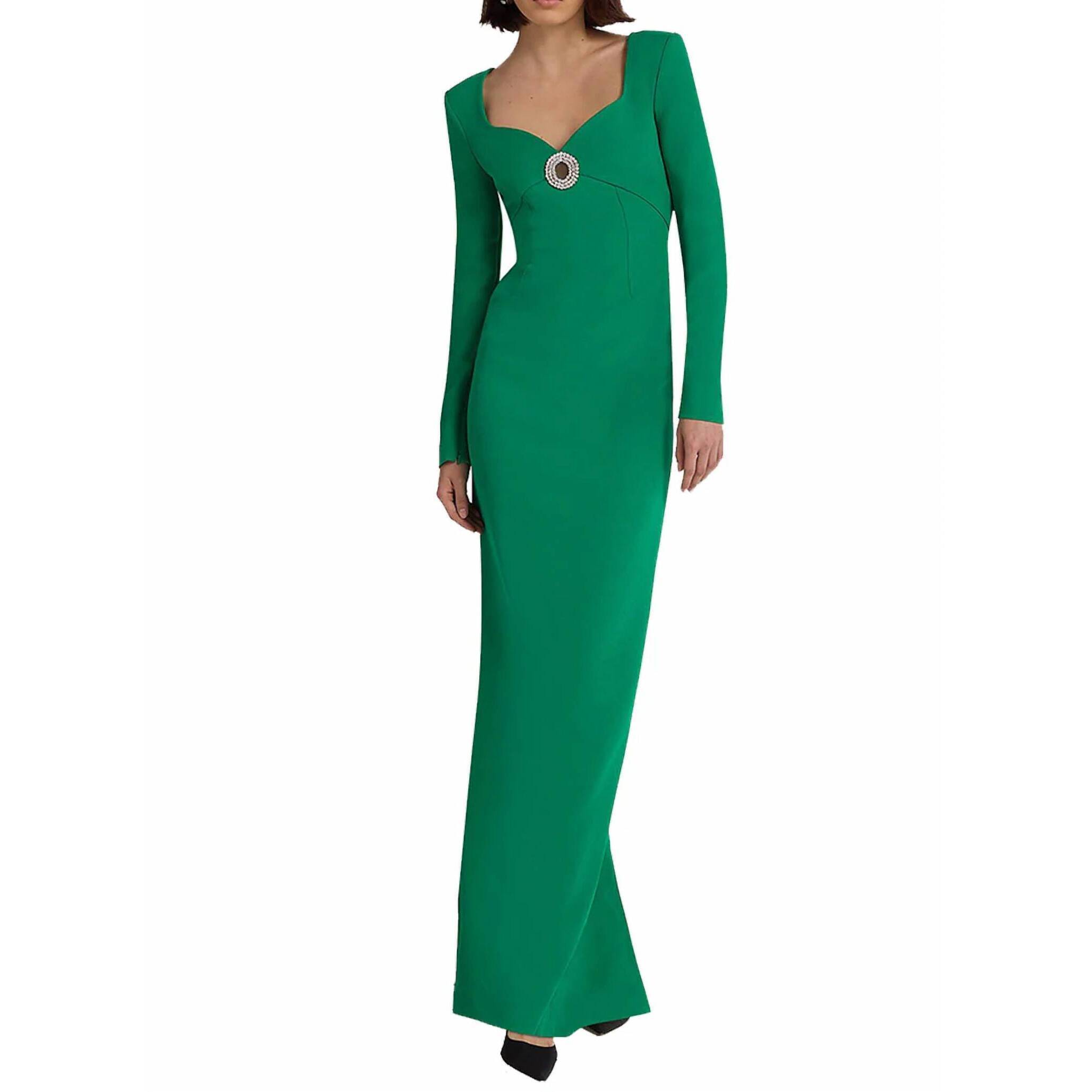 New Safiyaa Zhad Embellished Gown In Marmont Heavy Crepe